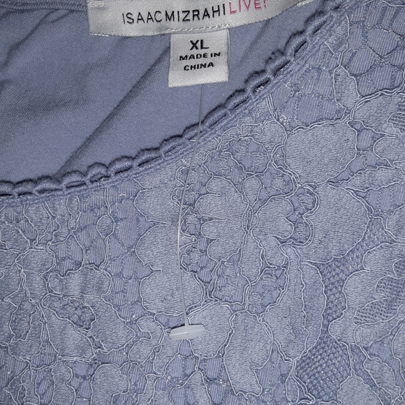 XL Isaac Mizrahi T-Shirt with Back Keyhole & Lace Details in Dusty Periwinkle - Picture 2 of 11